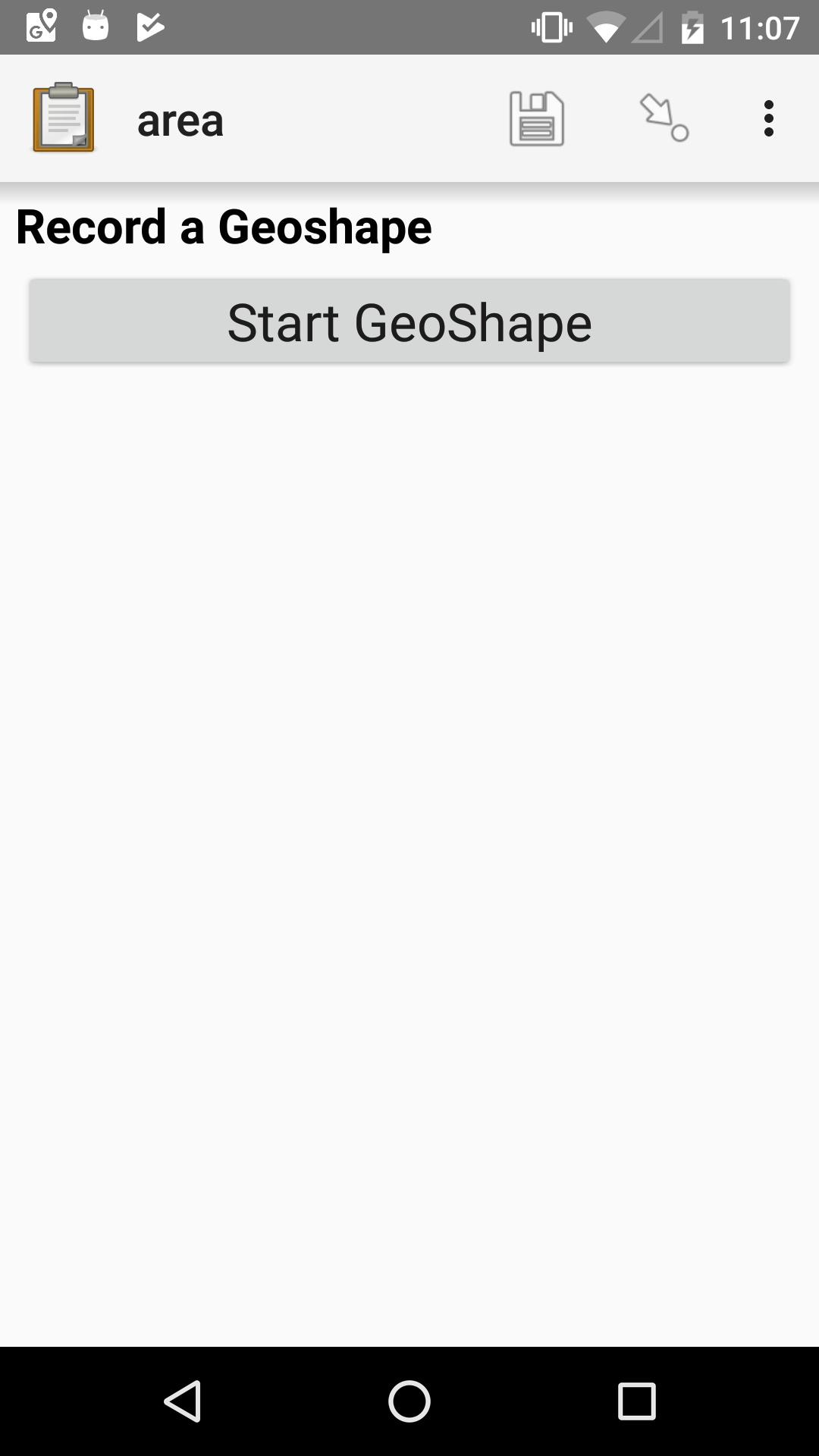 The geoshape widget. The question label is "Record a geoshape". The button label is "Start GeoShape".