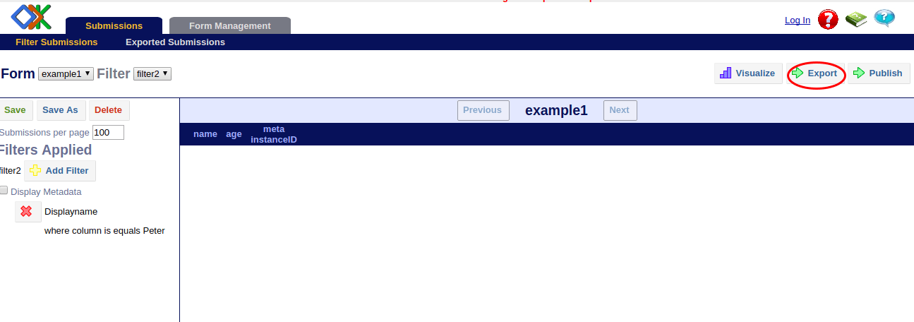 Image showing export option.