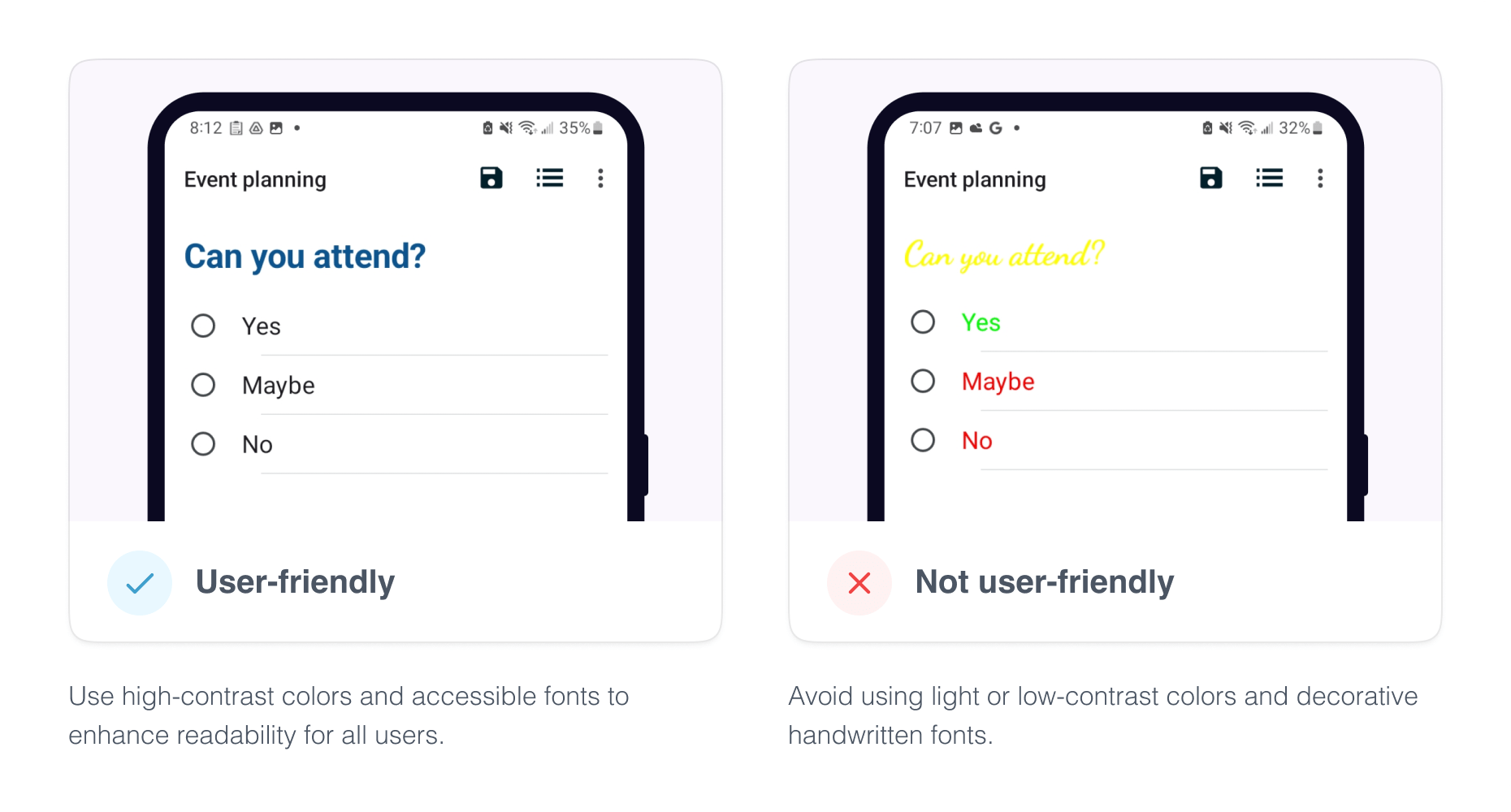 Use high-contrast colors and accessible fonts to enhance readability for all users