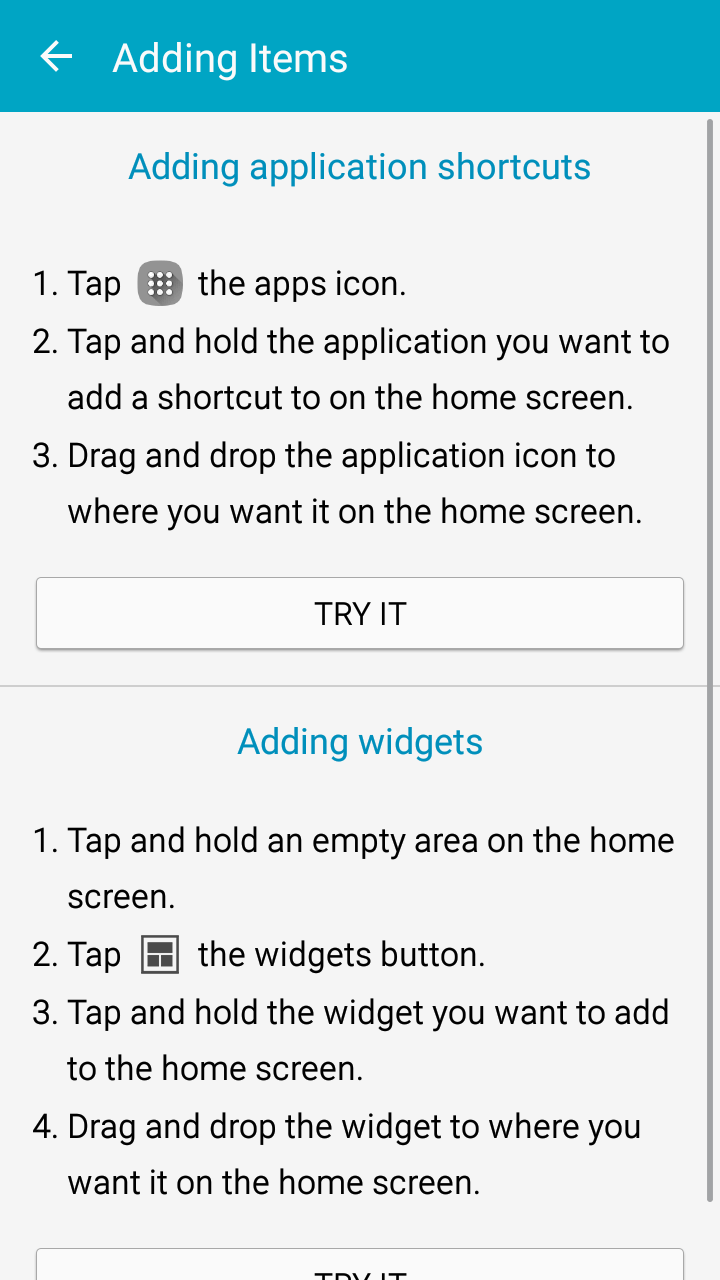 Image showing guidelines on adding a widget.