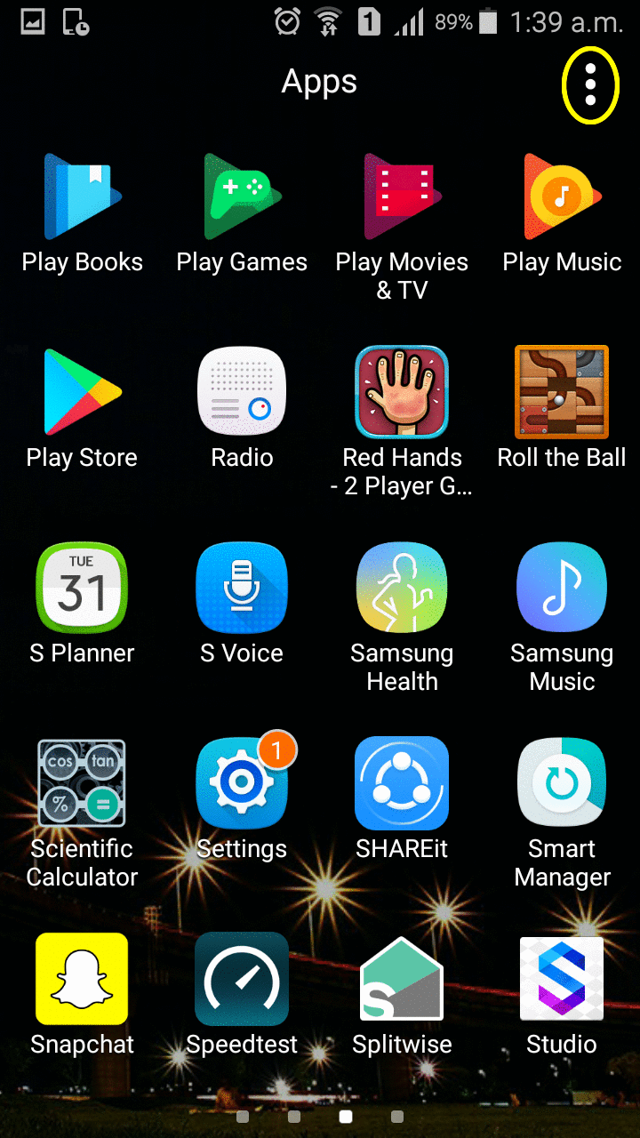 Image showing three dots on home screen.