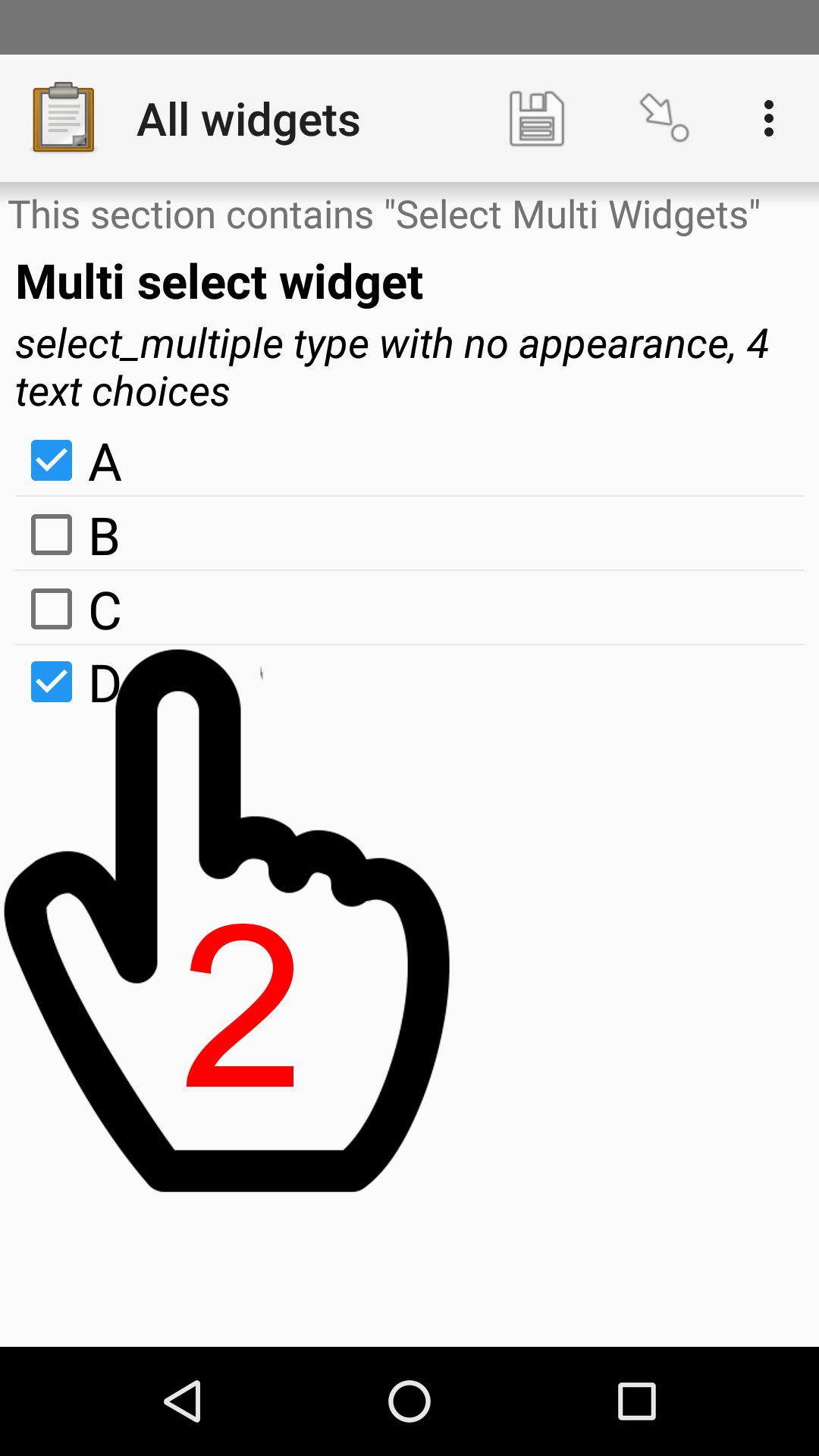 A question screen with check boxes (multi-select).