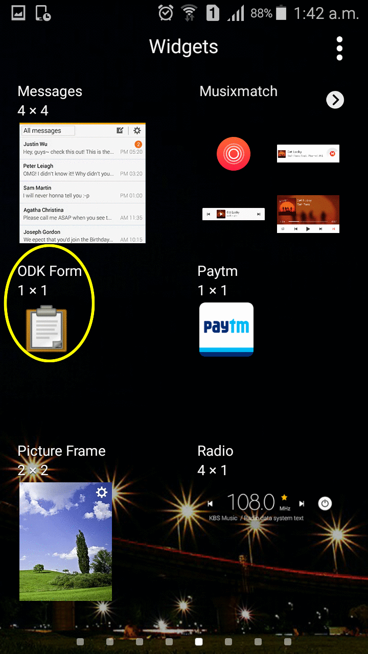 Image showing ODK Form widget.