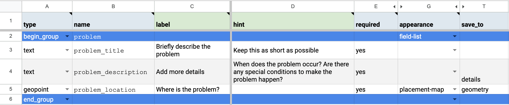 A simple form for reporting a problem. It captures the problem's title, description and location and creates problem Entities.