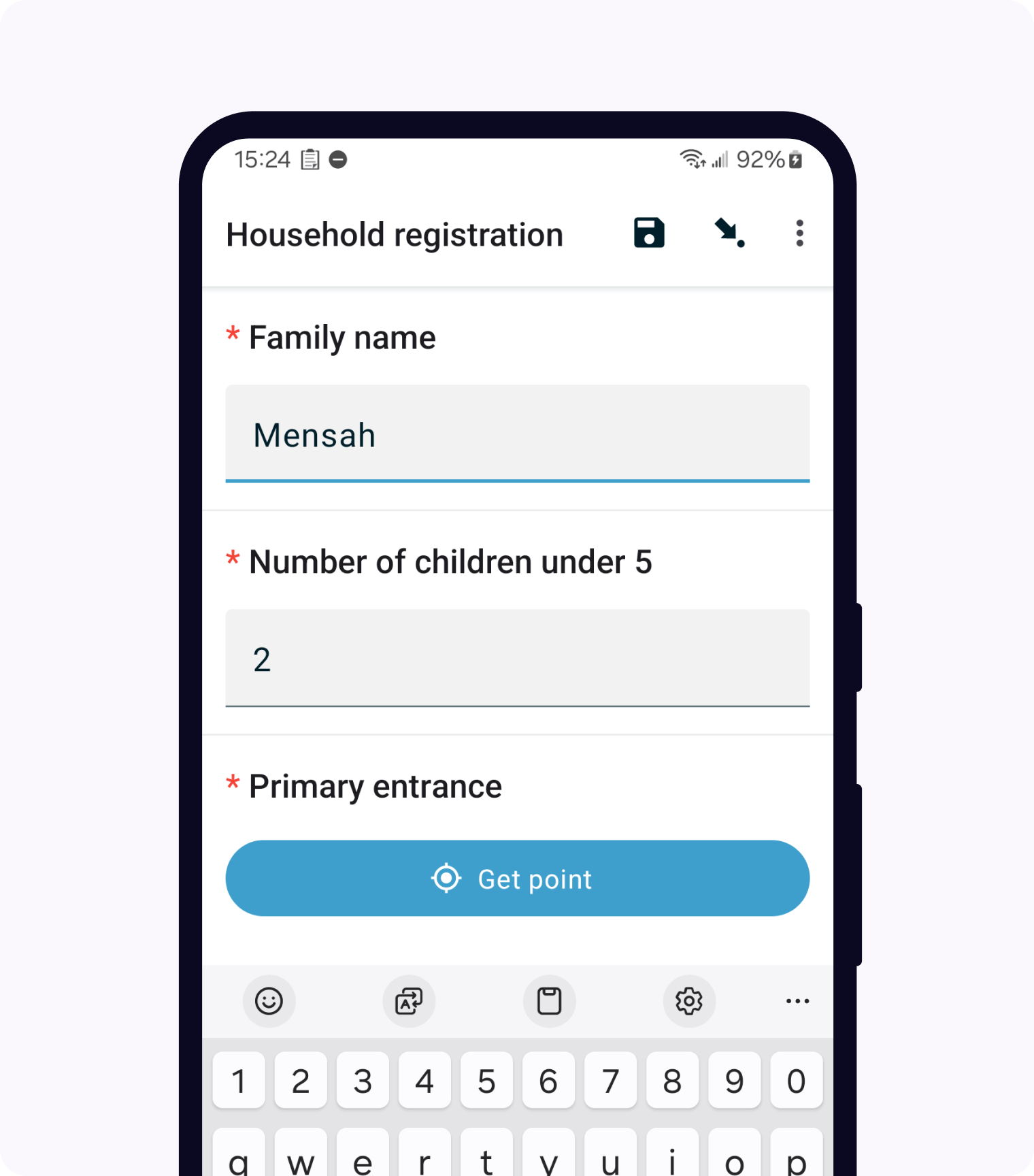 Household registration form