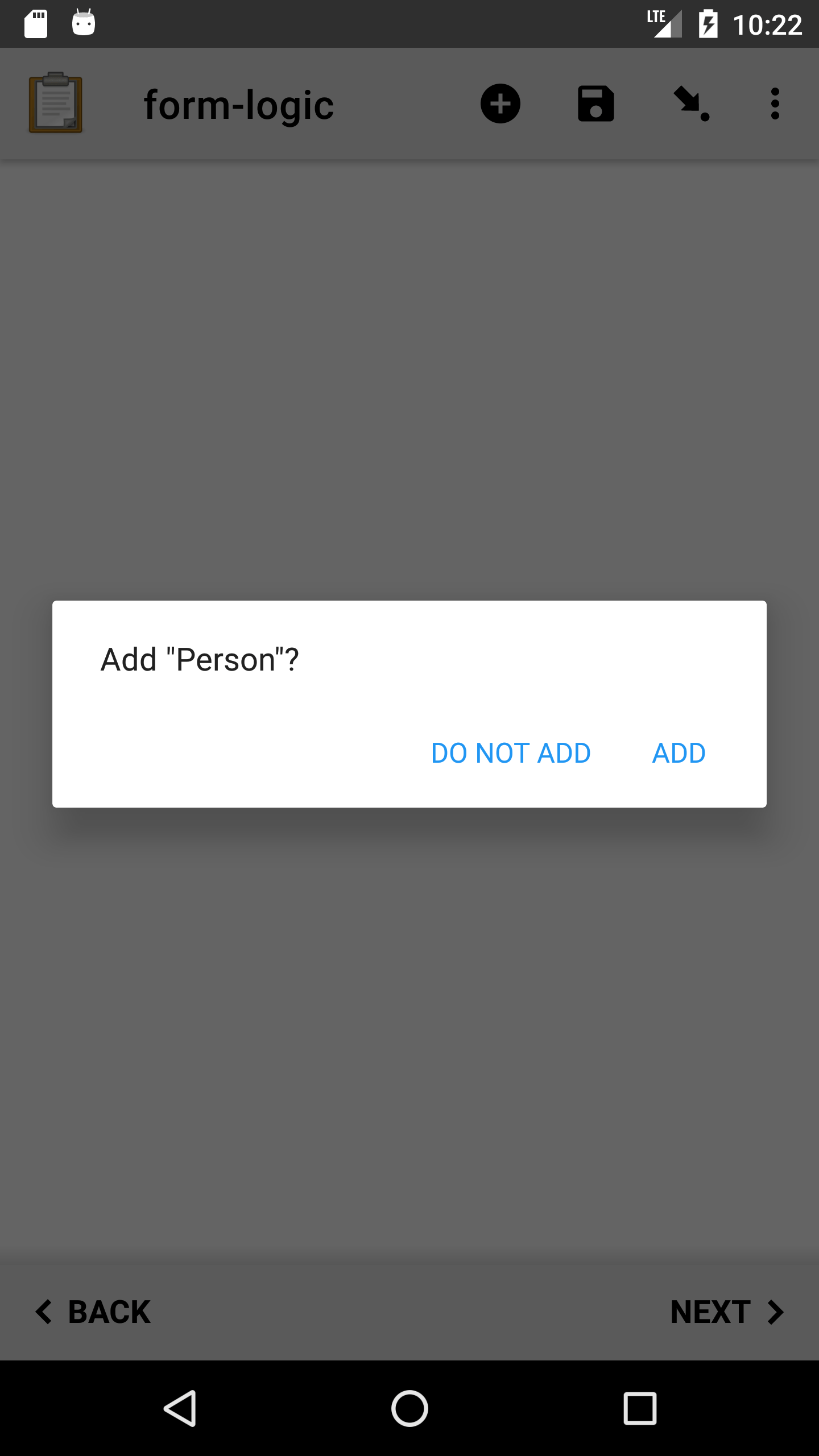 The Collect app. A modal dialog with the question: "Add "Person"?" and options "Do not add" and "Add".