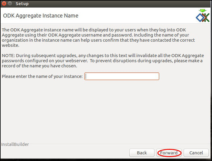 Image showing window to select a name for your Aggregate instance.