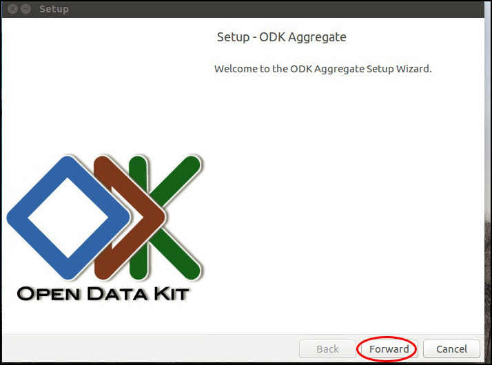 Image showing the installer for ODK Aggregate.